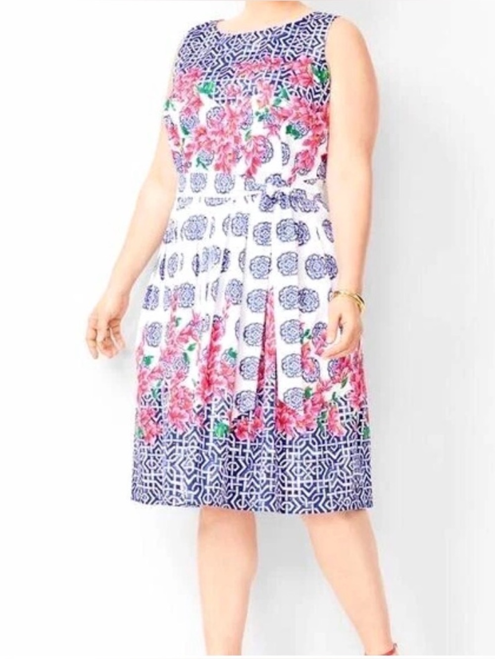 Talbots MOSAIC FLORAL SATEEN FIT & FLARE DRESS